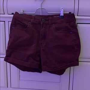 Maroon jean shorts